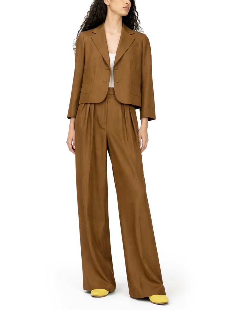 tailored wool trousers with belt by Selfnex