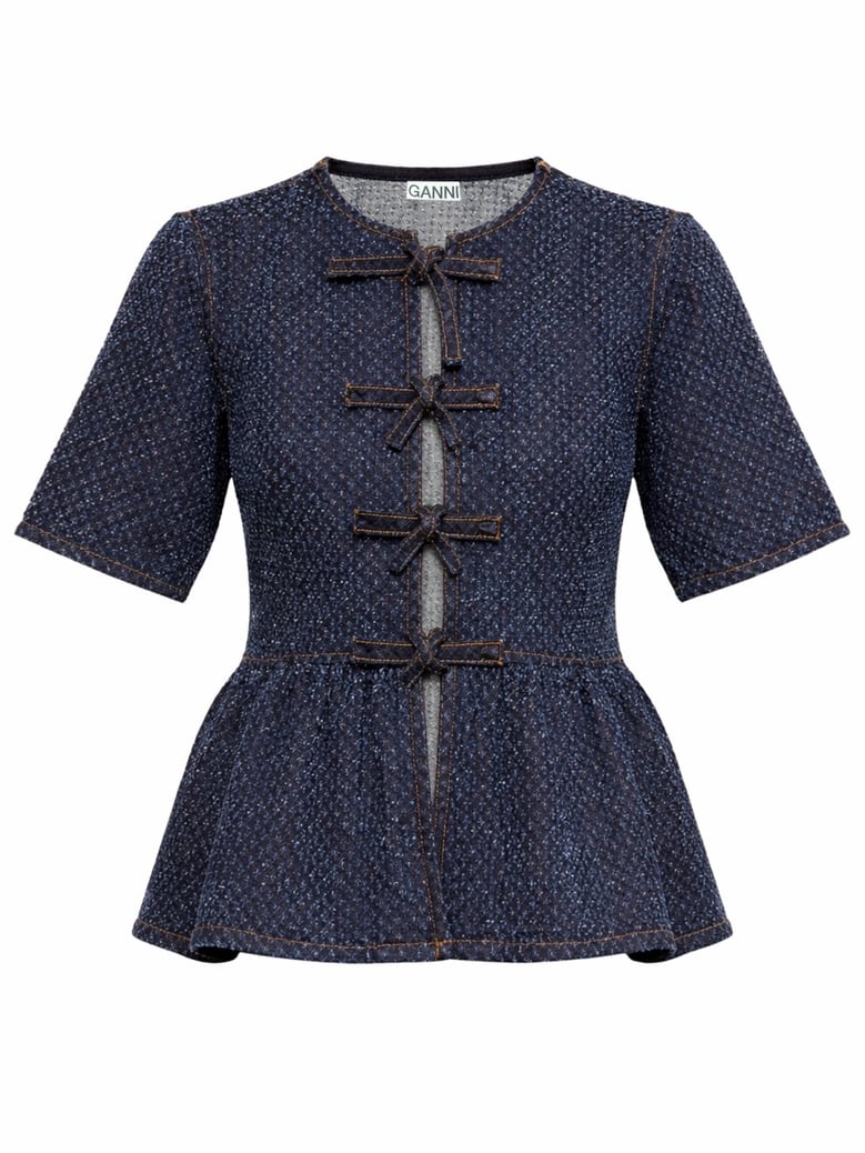 peplum blouse in blue by Selfnex