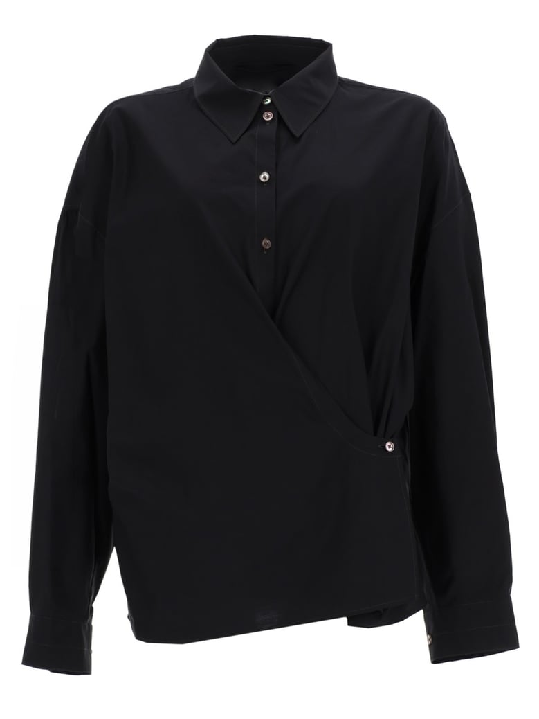 shirt straight collar twisted black by Selfnex