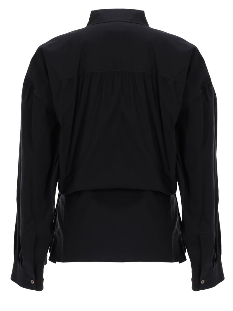 shirt straight collar twisted black by Selfnex