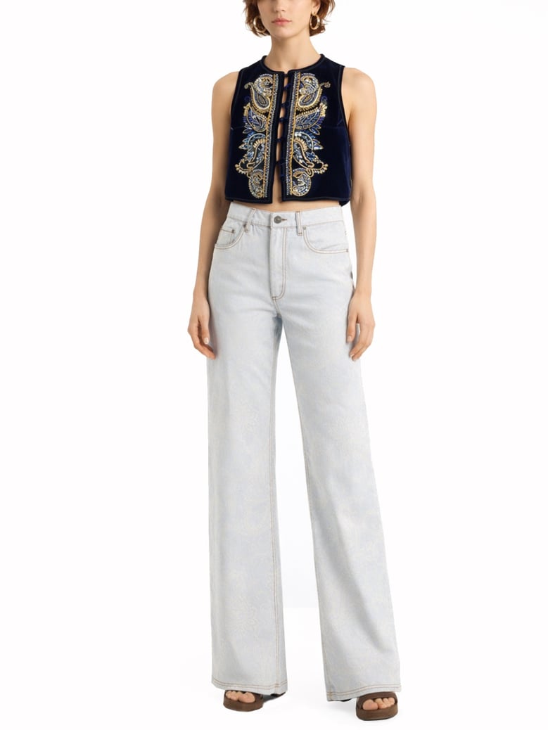 jeans with paisley pattern by Selfnex