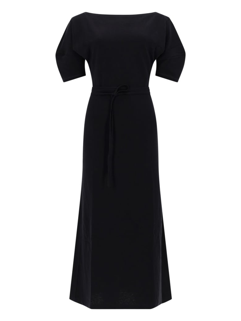 midi dress cotton-linen black by Selfnex