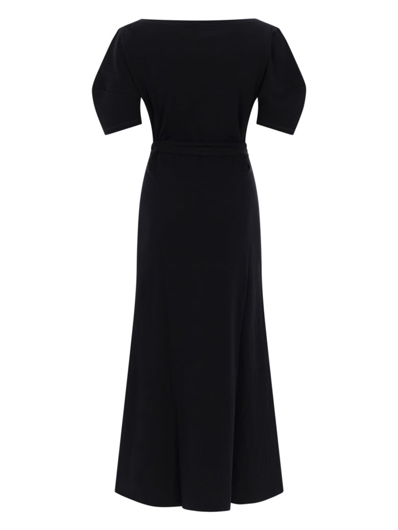 midi dress cotton-linen black by Selfnex