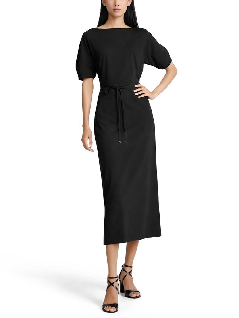 midi dress cotton-linen black by Selfnex