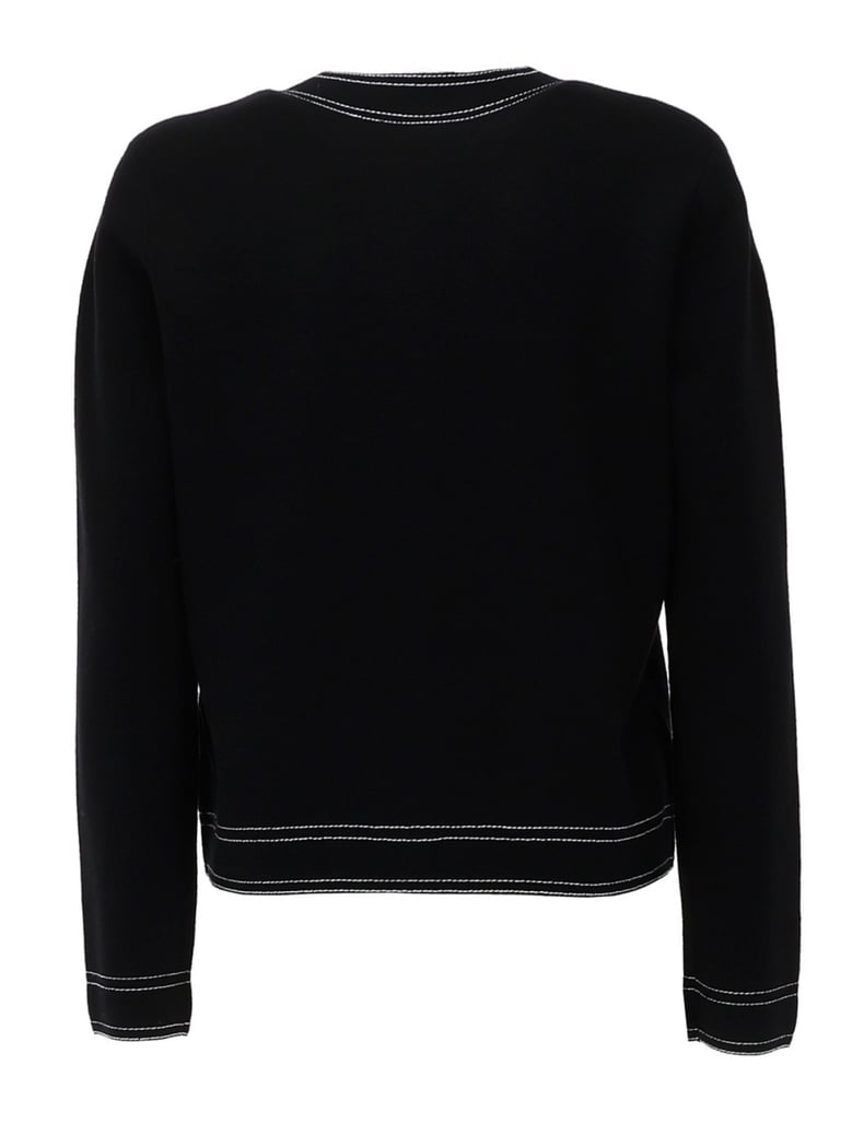 topstitched cardigan in black by Selfnex