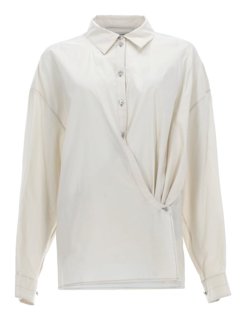 shirt straight collar twisted ivory by Selfnex