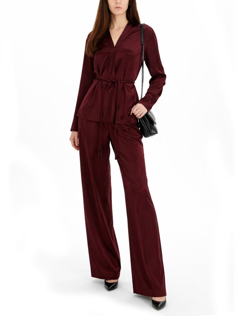 tailored pants in bordeaux by Selfnex