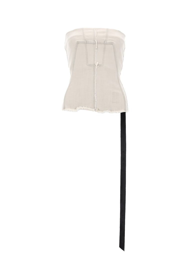denim bustier top white by Selfnex