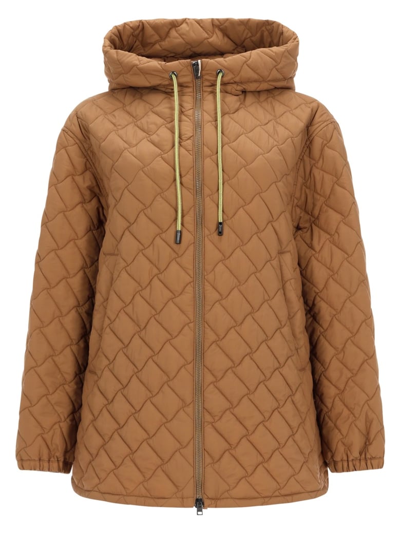 quilted hooded jacket brown by Selfnex