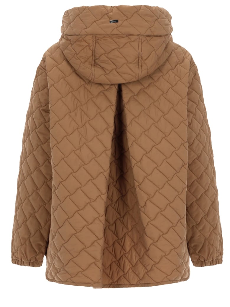 quilted hooded jacket brown by Selfnex