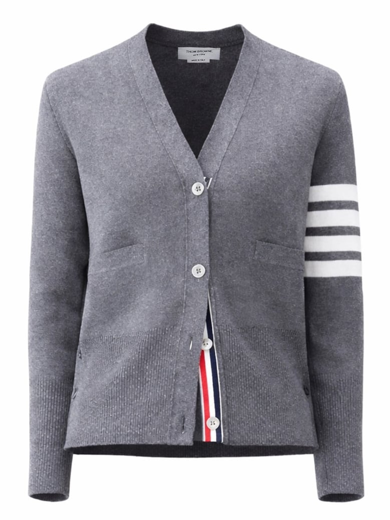 v-neck cardigan in grey by Selfnex