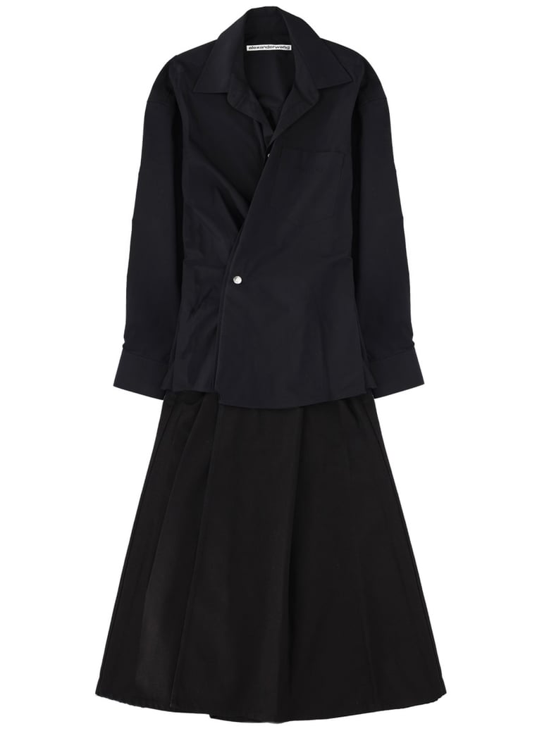 long wrap dress in black by Selfnex