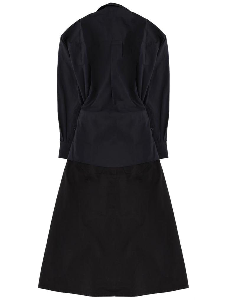 long wrap dress in black by Selfnex