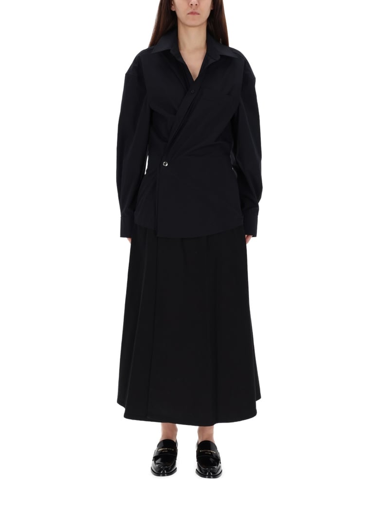 long wrap dress in black by Selfnex