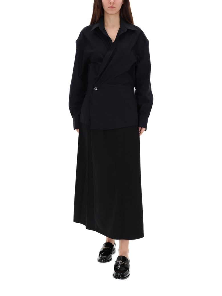 long wrap dress in black by Selfnex