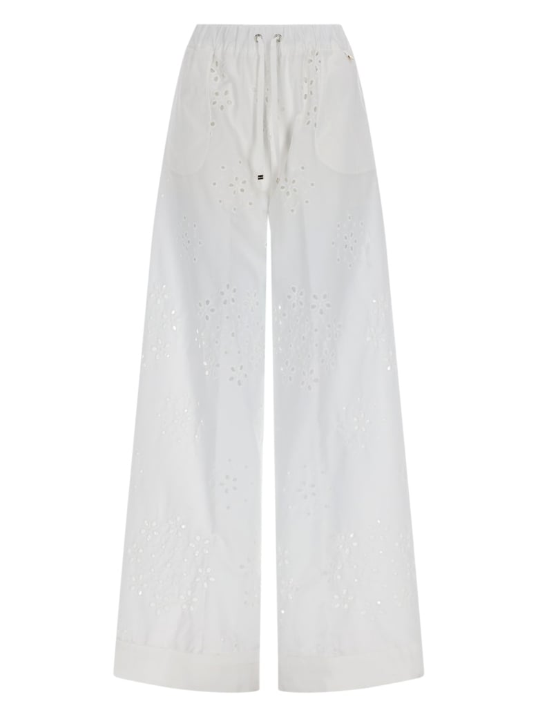 trousers with sangallo embroidery white by Selfnex