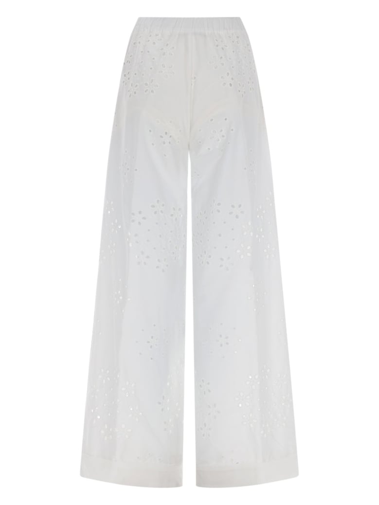 trousers with sangallo embroidery white by Selfnex