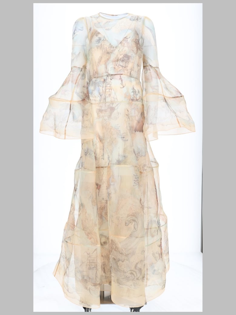 evening dress rebellion lantern beige silk by Selfnex