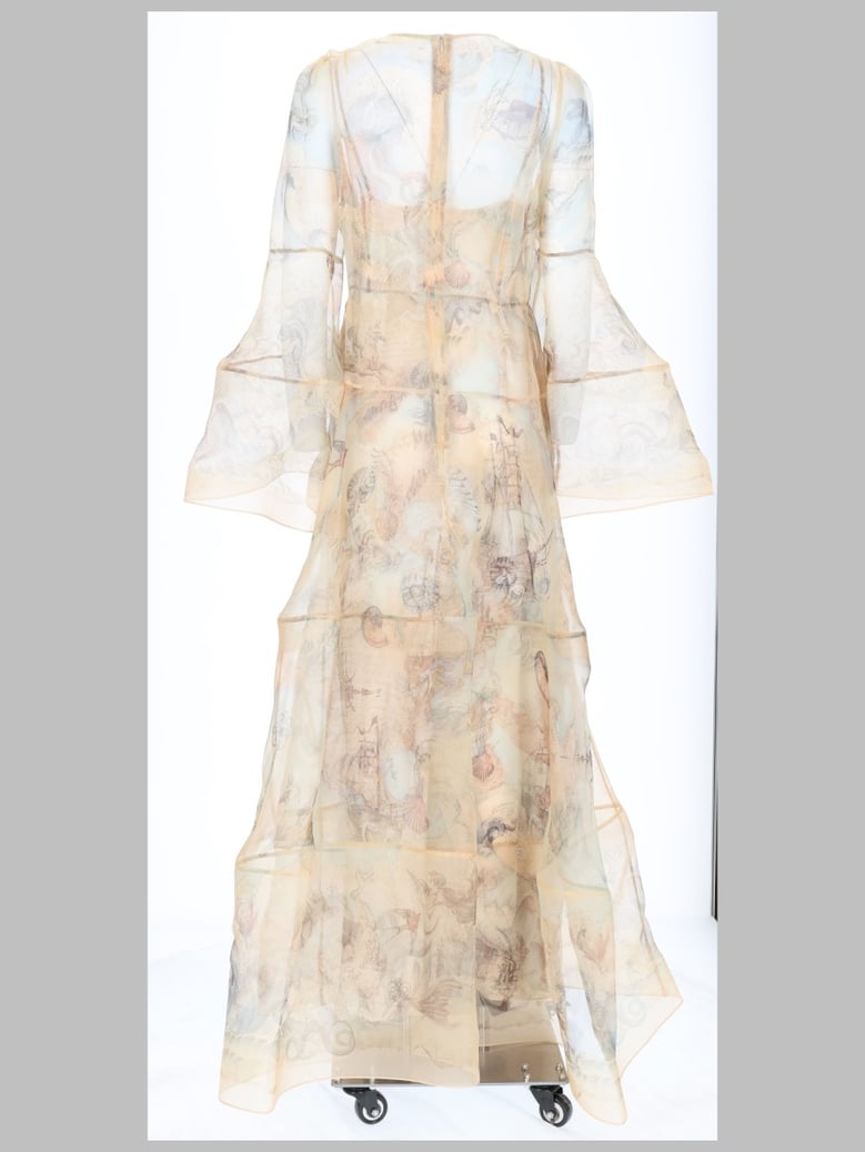 evening dress rebellion lantern beige silk by Selfnex