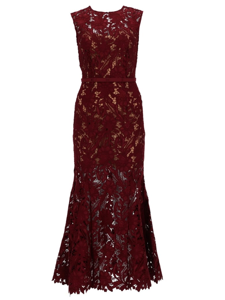 midi dress in bordeaux lace by Selfnex