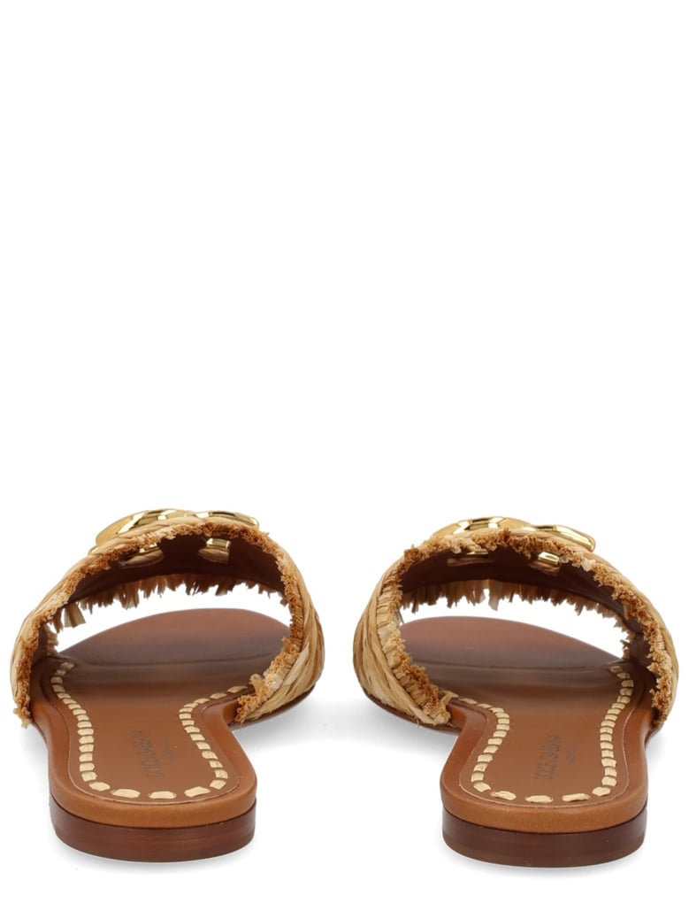 logo sandal in beige by Selfnex