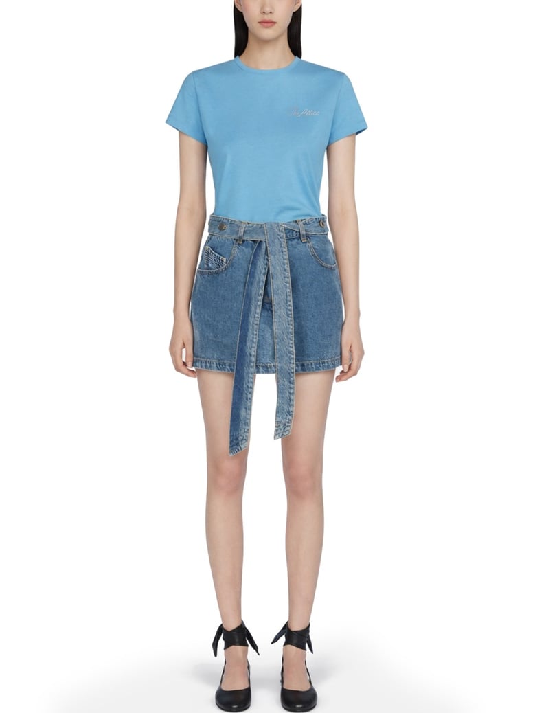 denim skirt with belt by Selfnex
