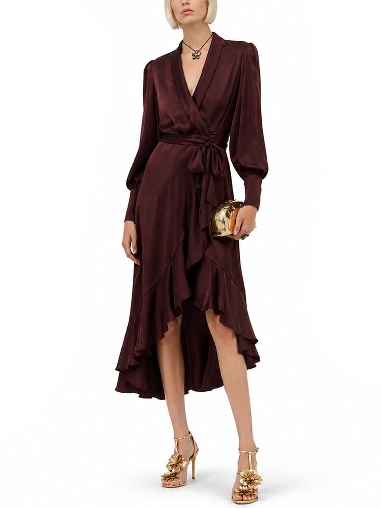midi silk dress bordeaux by Selfnex