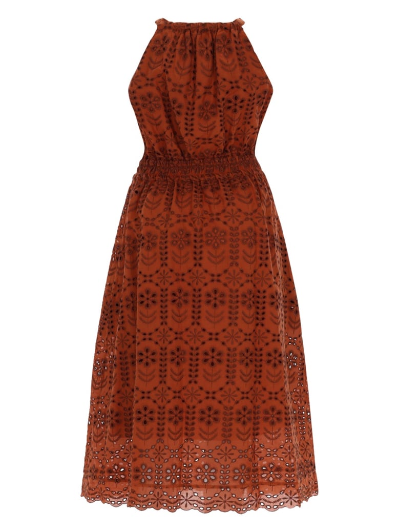 dress midi perforated brown by Selfnex