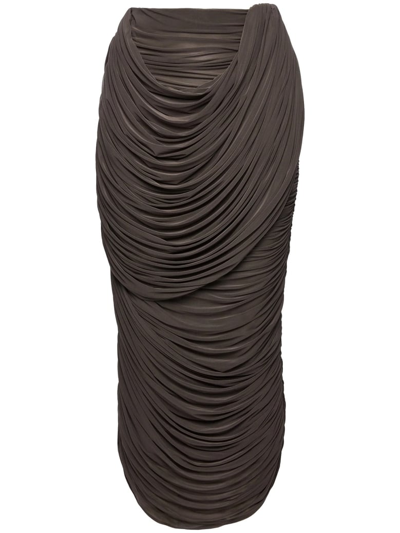 cupro midi skirt in brown by Selfnex