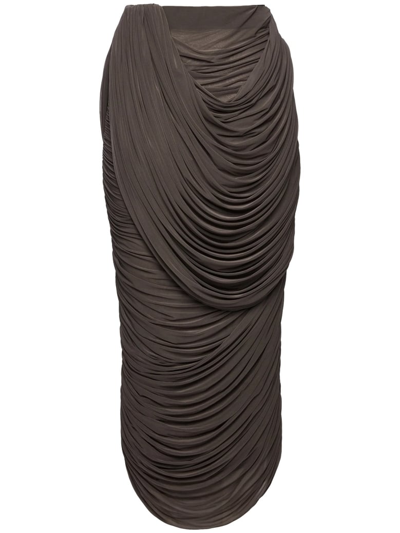 cupro midi skirt in brown by Selfnex