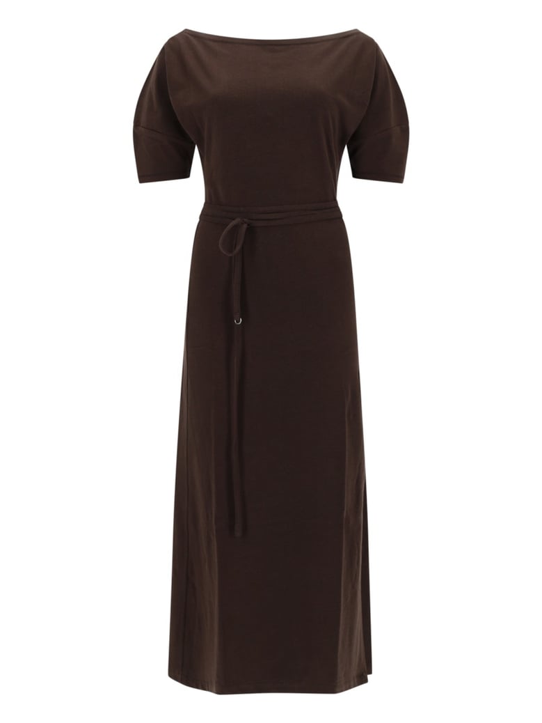midi dress cotton-linen brown by Selfnex
