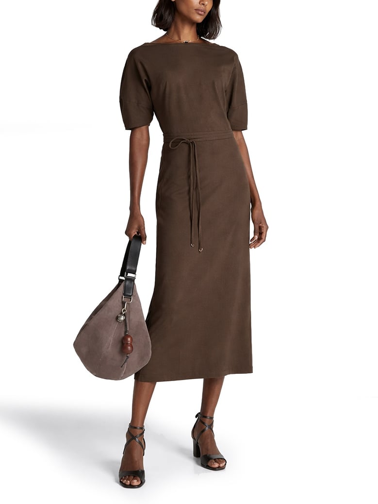 midi dress cotton-linen brown by Selfnex