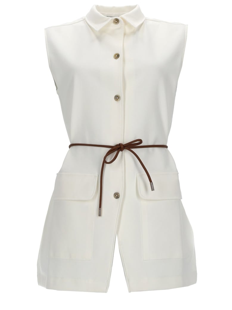 gilet with belt white by Selfnex