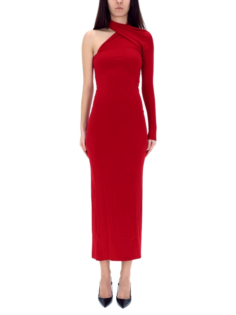 draped one-shoulder dress by Selfnex