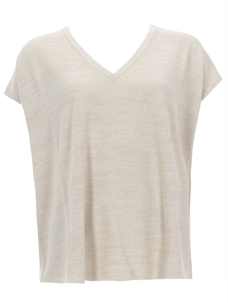 v-neck top beige by Selfnex