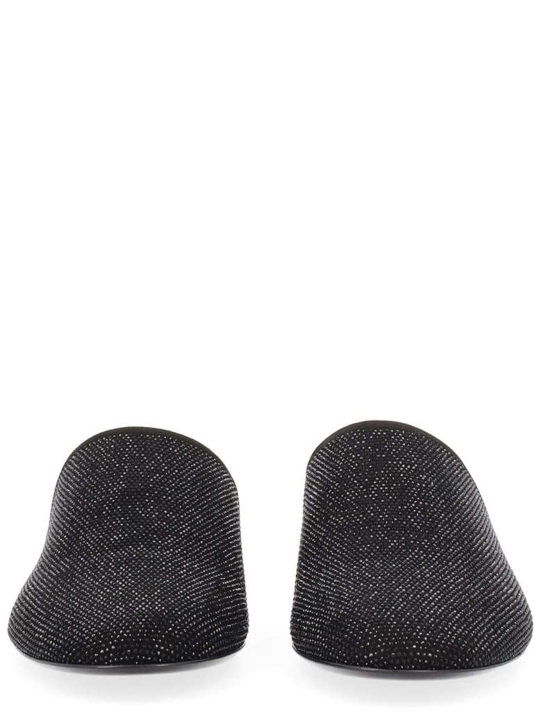 leather slipper with rhinestones by Selfnex