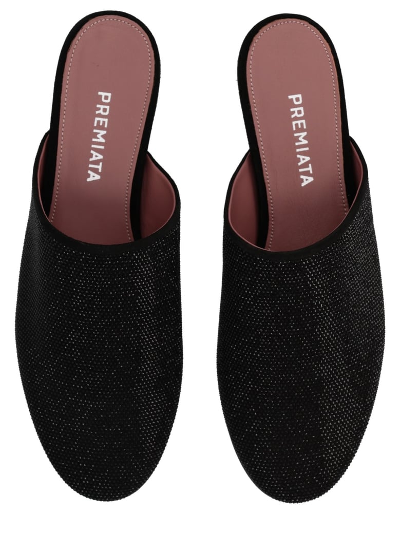 leather slipper with rhinestones by Selfnex