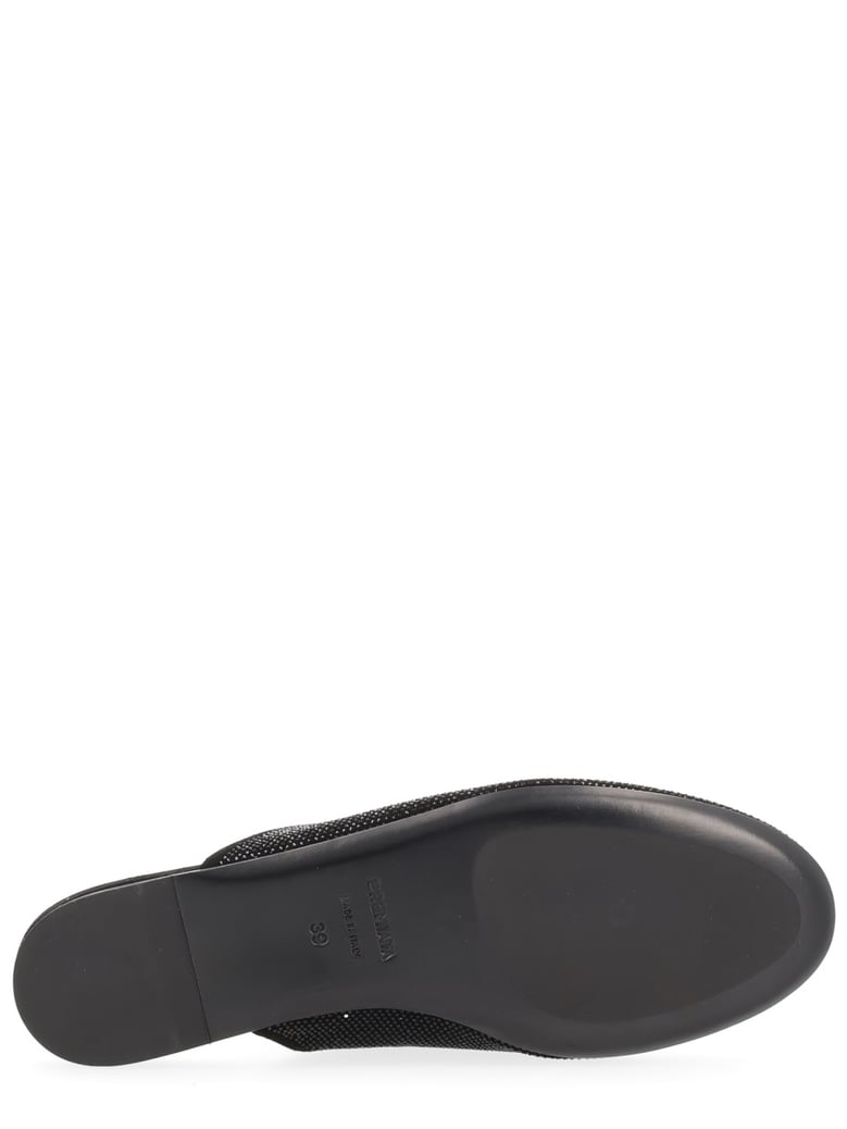 leather slipper with rhinestones by Selfnex