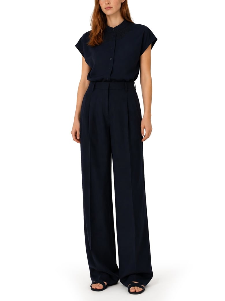 trousers tailored linen-blend blue by Selfnex