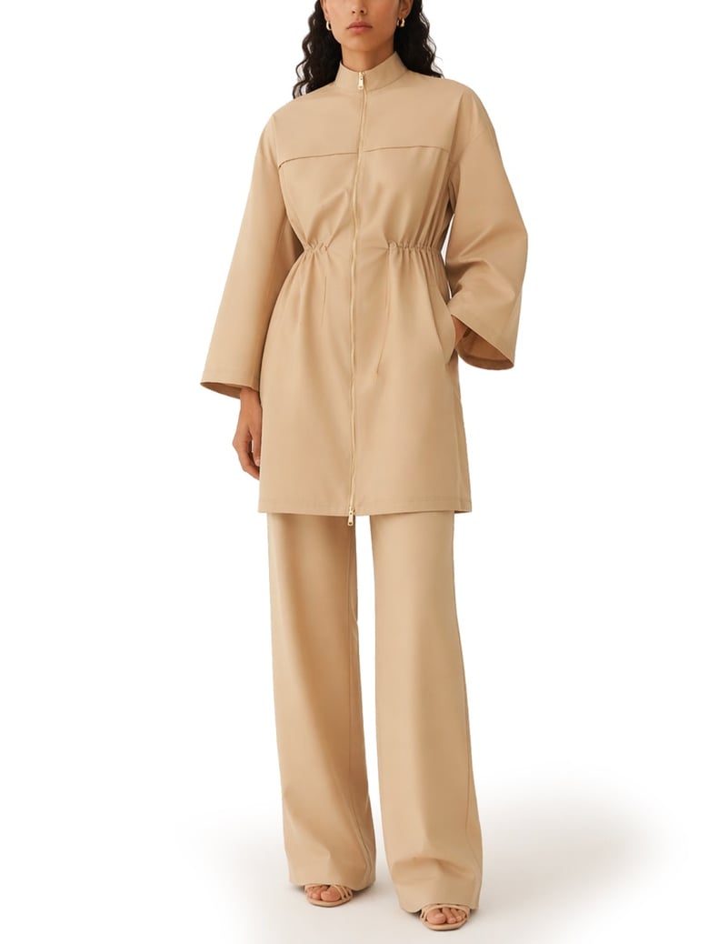 trench coat with zip beige by Selfnex