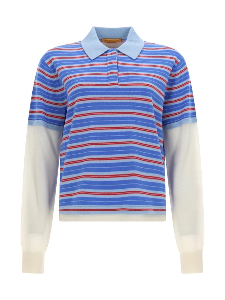 polo shirt layered stripe blue by Selfnex