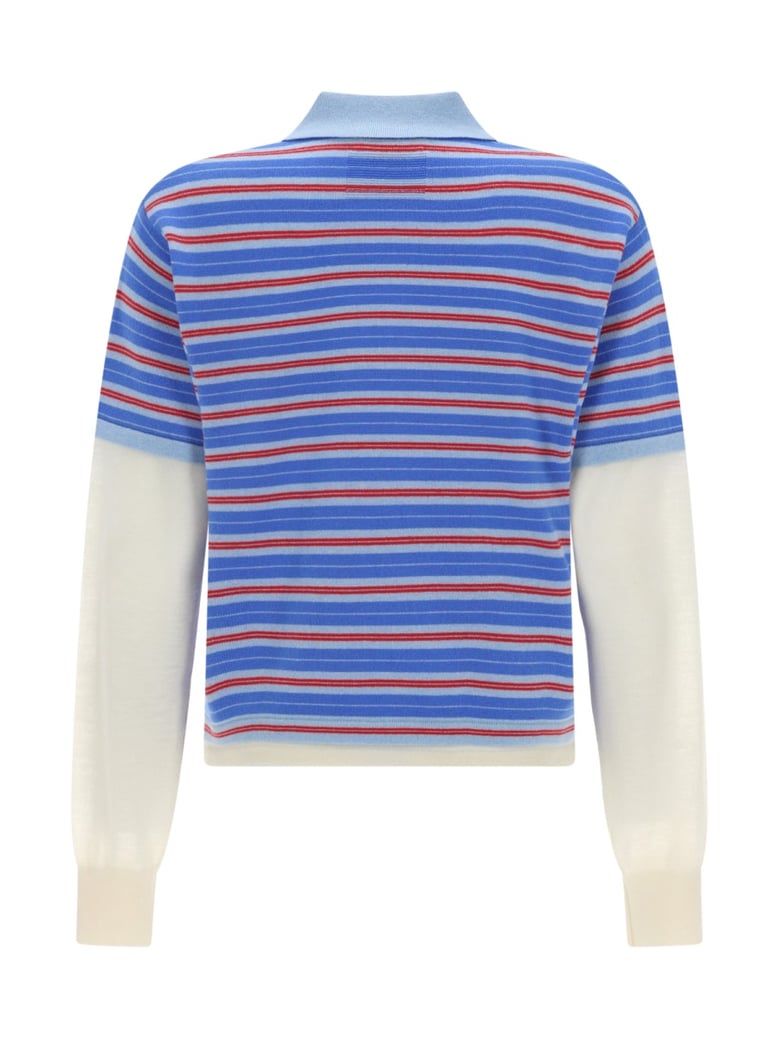 polo shirt layered stripe blue by Selfnex