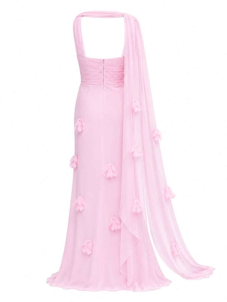 dress with scarf georgette pink by Selfnex