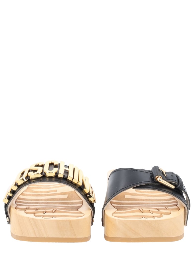 sandals with logo black calf leather by Selfnex