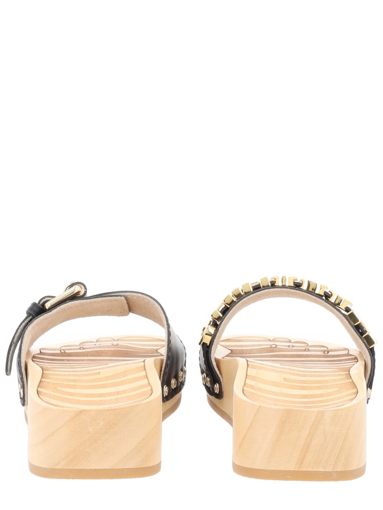 sandals with logo black calf leather by Selfnex