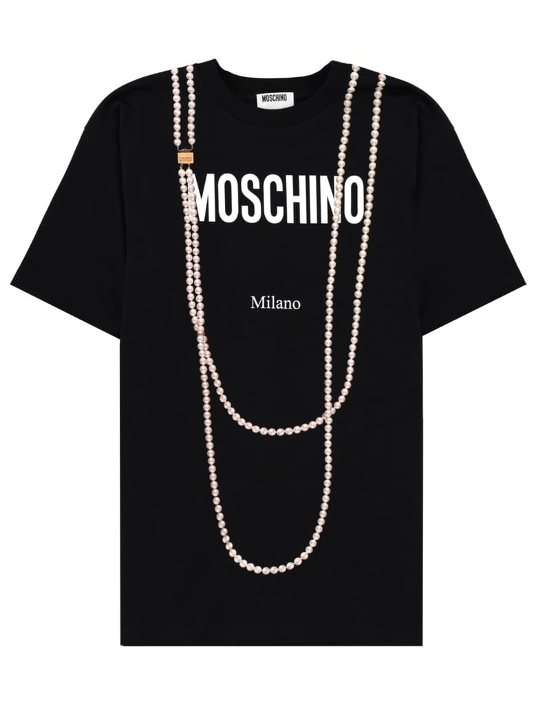 black t-shirt with front logo print by Selfnex