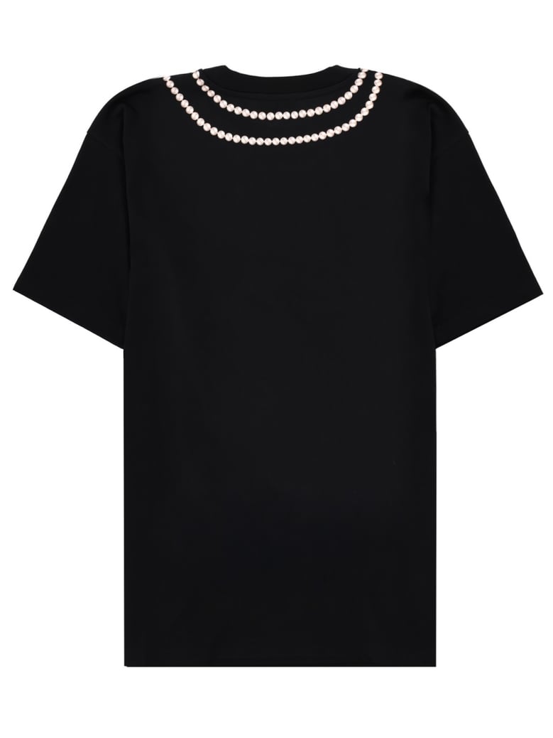 black t-shirt with front logo print by Selfnex