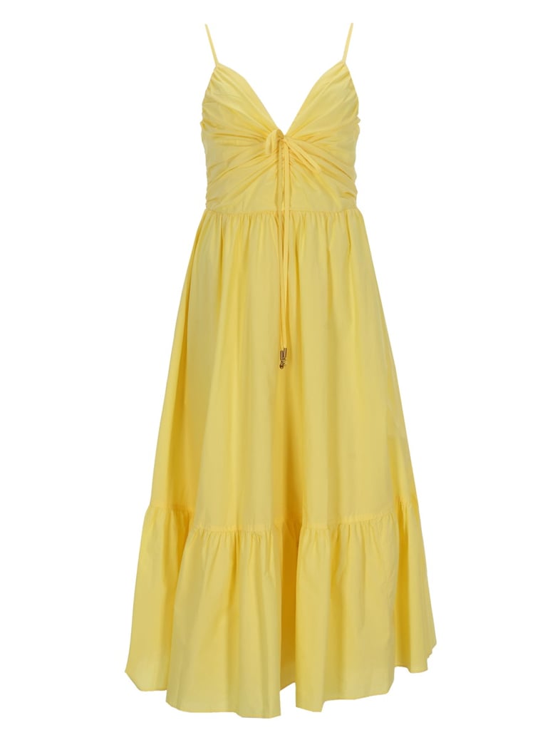 v-neck midi dress yellow by Selfnex