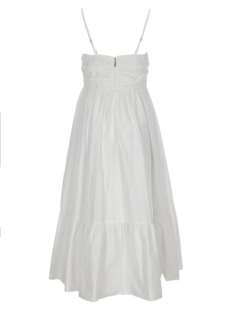 v-neck midi dress white by Selfnex
