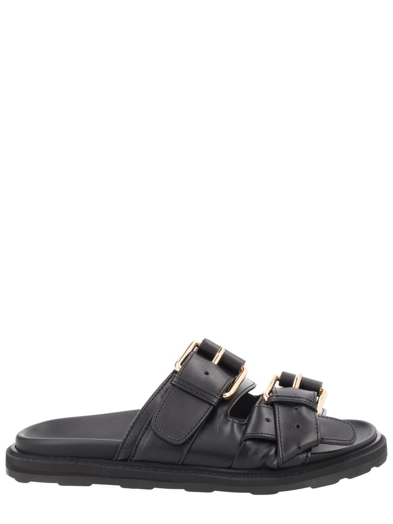 sandals tie-me black leather by Selfnex